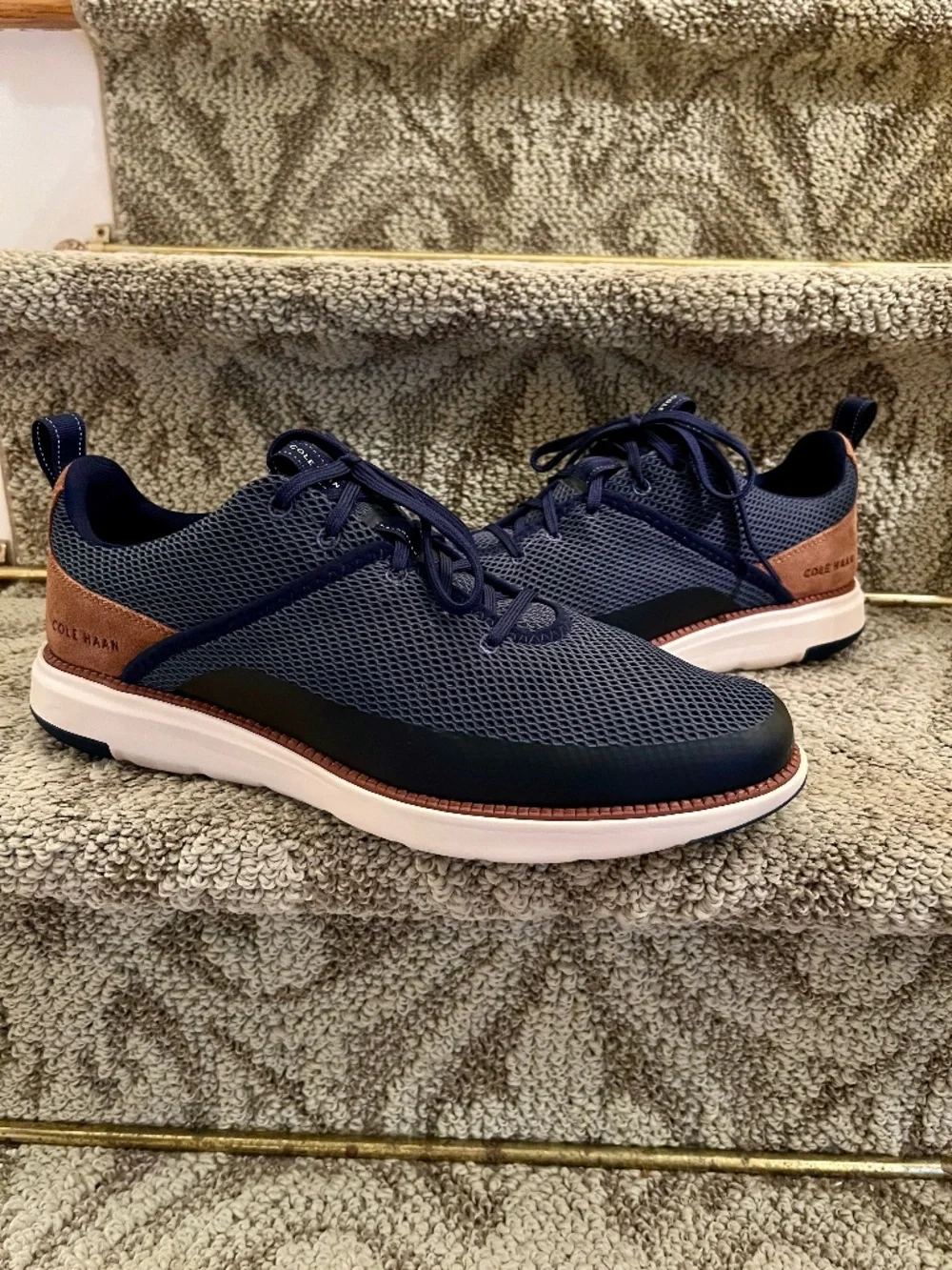 Men's Cole Haan ZeroGrand Atlantic Sneaker Shoes Marine Blue British Tan Size 13